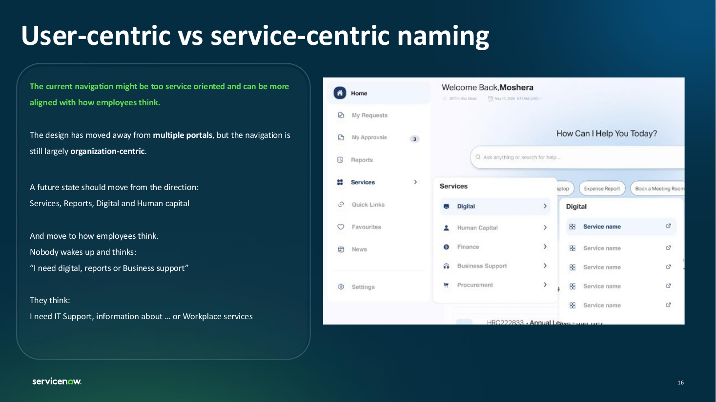 ADNOC review comparing organisation-centric navigation with employee-centred naming